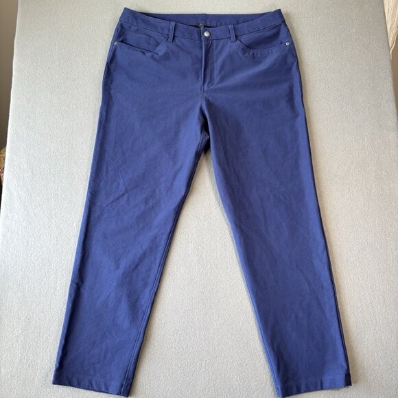 Lululemon ABC Commission Pants Mens 36 Flat Front Classic Fit Stretch Blue Comfy - Picture 1 of 16